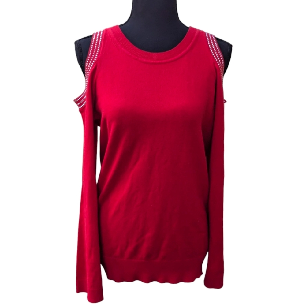 Michael Kors crimson sweater NWT beautiful shoulder sleeve detail in sz medium‎